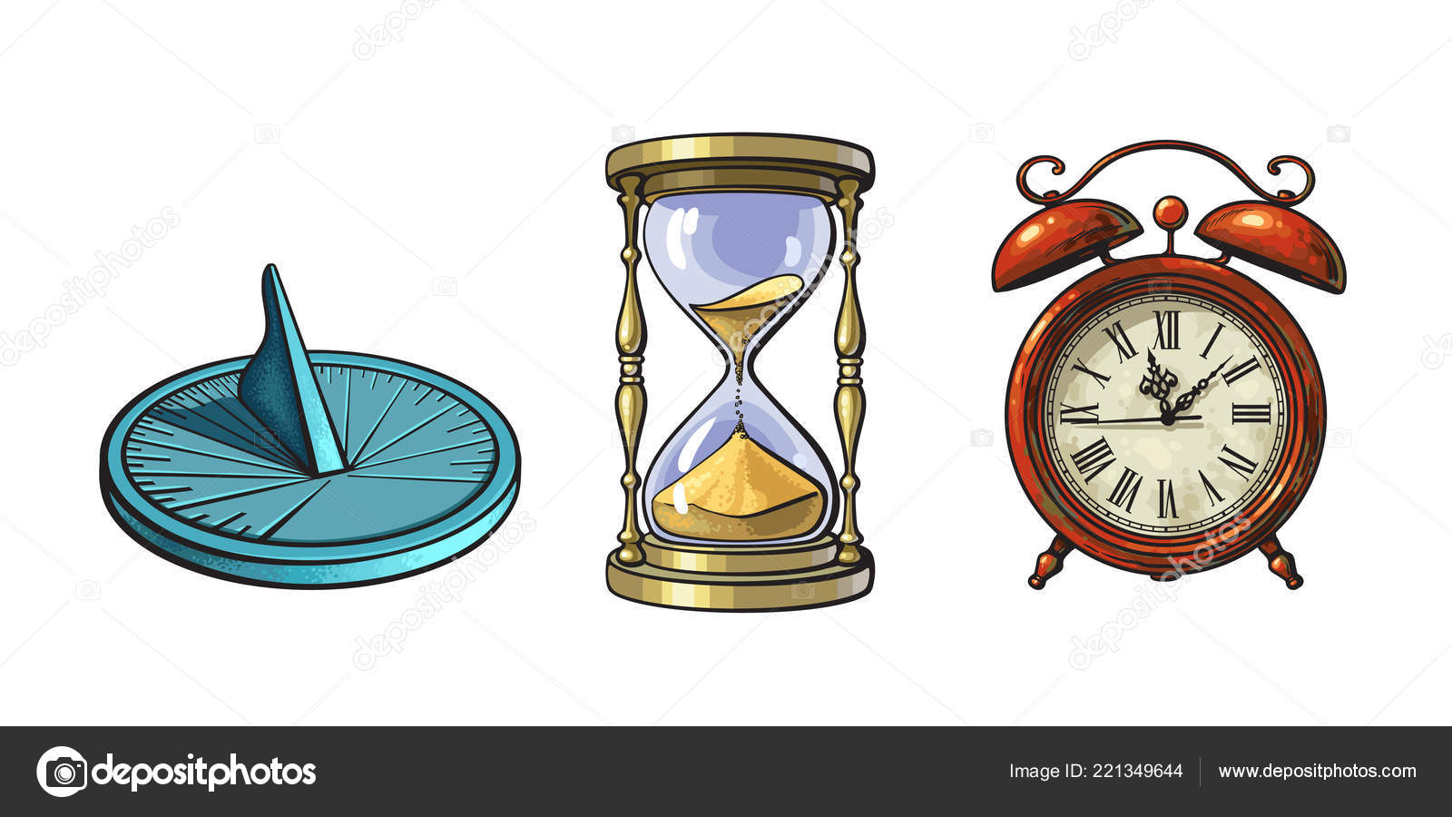 Conjunto de diferentes relojes Reloj de arena, Reloj