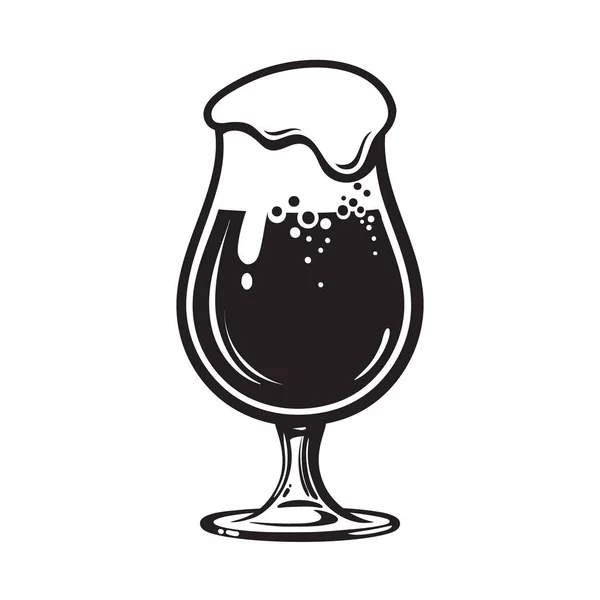 Ποτήρι μπύρας με αφρό. Εικονογράφηση διάνυσμα χέρι που απομονώνονται σε λευκό. — Διανυσματικό Αρχείο