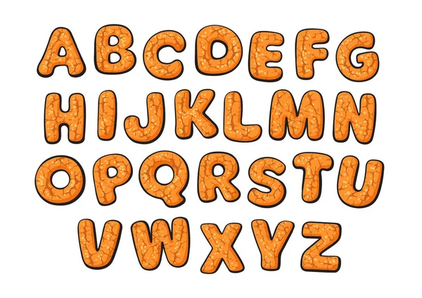 Natale Capodanno Biscotti Pan Zenzero Alfabeto Cartoon Lettere Disegnate Mano — Vettoriale Stock