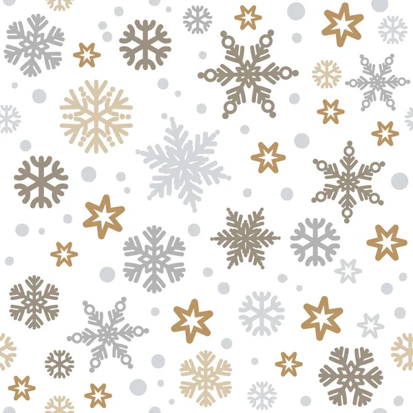 흰색 배경에 고립 된 금은 눈송이와 크리스마스 완벽 한 패턴입니다. 벡터. — 스톡 벡터