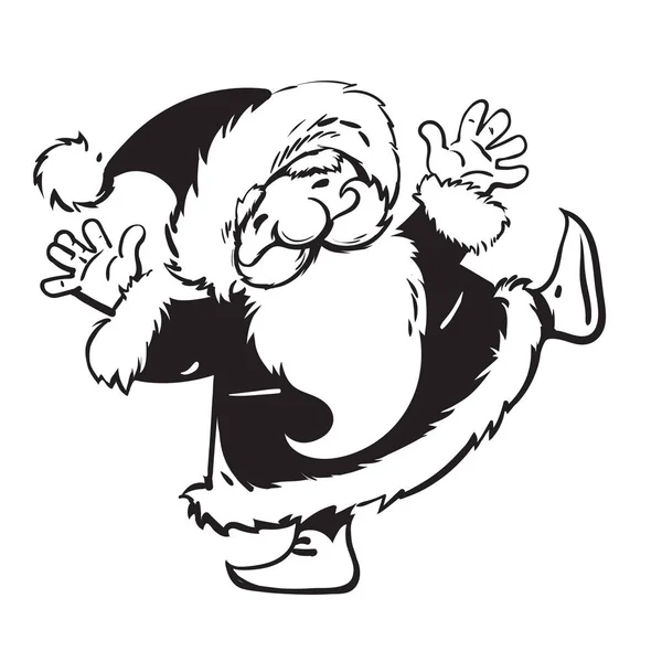 Grappige cartoon Santa Claus is dansen. Hand getrokken schets stijl vectorillustratie geïsoleerd op witte achtergrond. — Stockvector