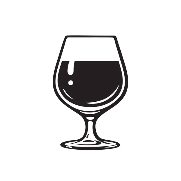Ένα ποτήρι κρασί, Μπράντι, κονιάκ ή ουίσκι. Εικονίδιο αμπελουργης. Ποτήρι μπύρας. Απεικόνιση διανύσματος σε λευκό φόντο. — Διανυσματικό Αρχείο