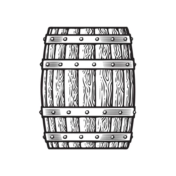 老式木桶，老式雕刻风格。黑白手绘矢量图解. — 图库矢量图片