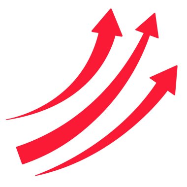 Kırmızı oklar yukarı bakıyor. Vektör illüstrasyonu beyaz arkaplanda izole edildi.