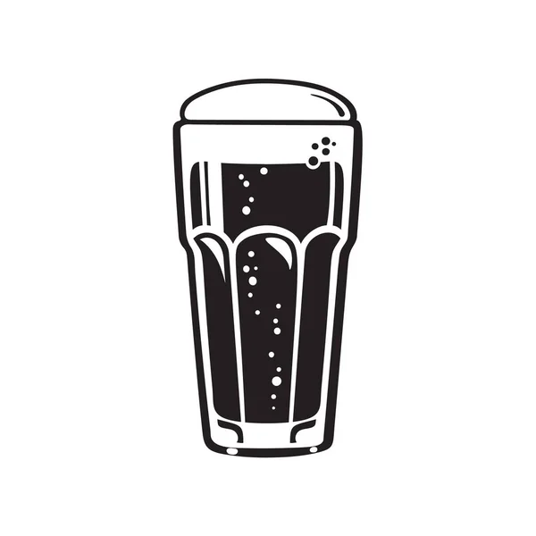 Vaso vaso de cerveza. Ilustración vectorial dibujada a mano aislada sobre fondo blanco . — Vector de stock