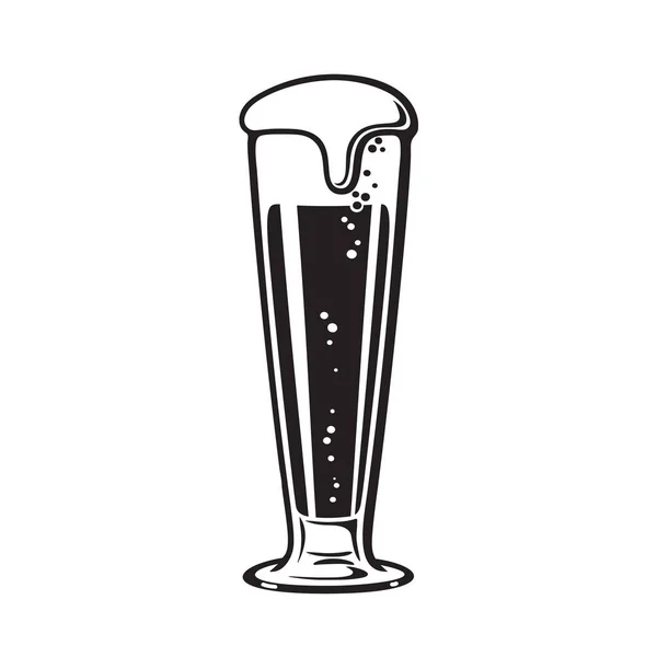 Pilsner bierglas. Handgetekende vectorillustratie op witte achtergrond. — Stockvector