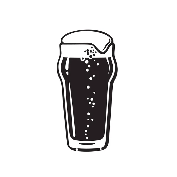 Verre à bière Nonic pinte. Illustration vectorielle dessinée à la main sur fond blanc . — Image vectorielle