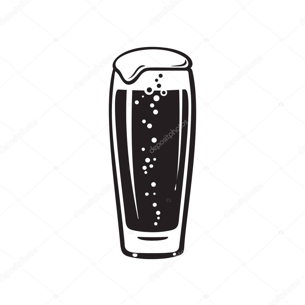 Willi Becher beer glass. Hand drawn vector illustration isolated on white background.