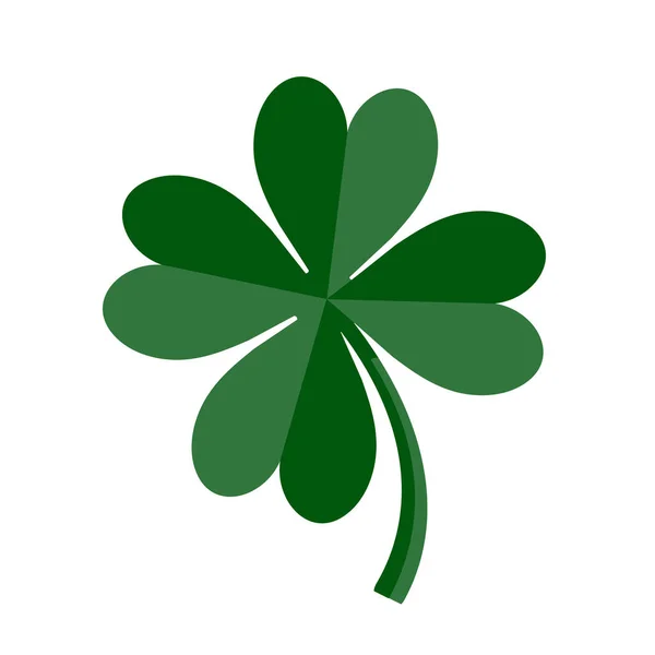 Lucky Green Four Leaf Clover pour la Saint-Patricks Day. Illustration vectorielle isolée sur fond blanc — Image vectorielle