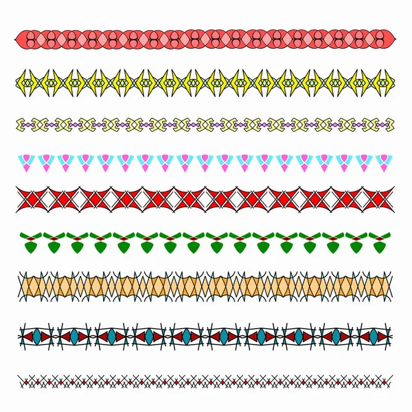 Bordures Colorées Bande Motifs Pour Design Patterned Cadre Décoratif Pour — Image vectorielle