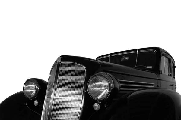 Vintage Noir Voiture Brillante Sur Fond Blanc — Photo