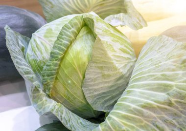 Büyük taze lahana yakın çekim.