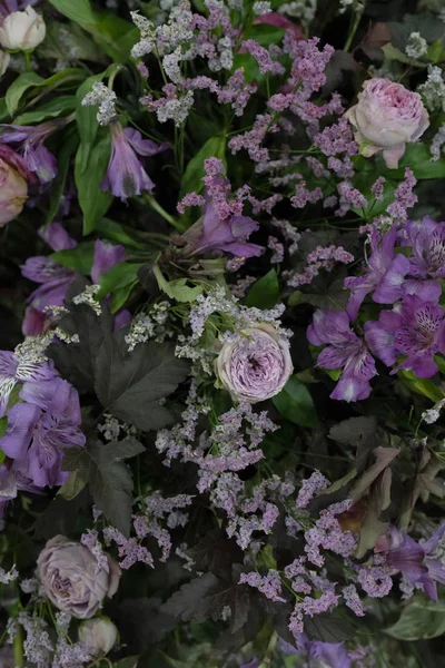 Фіолетові Троянди Інші Квіти — стокове фото