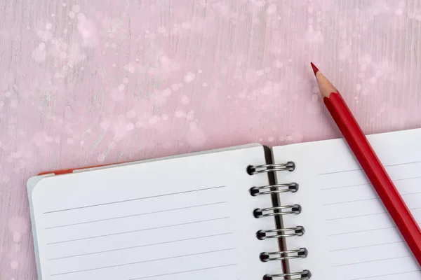 Red Pencil Notebook Notes — Stock Photo, Image