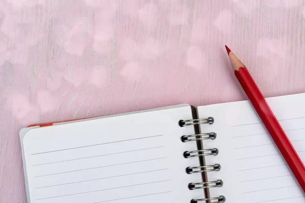 Red Pencil Notebook Notes — Stock Photo, Image