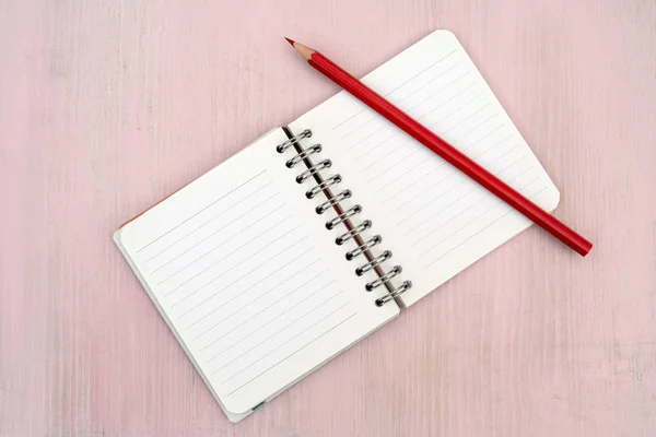 Red Pencil Notebook Notes — Stock Photo, Image