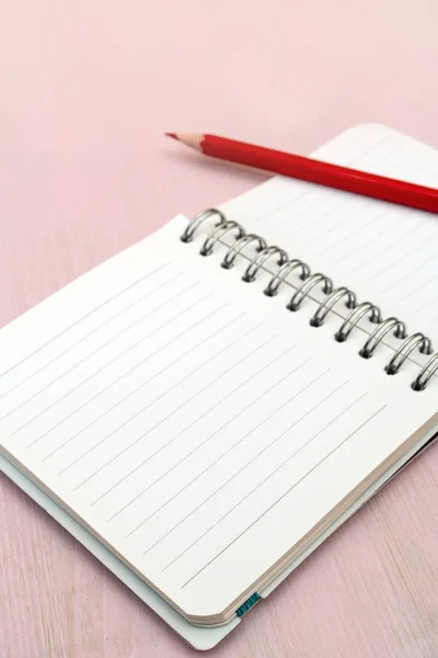 Red Pencil Notebook Notes — Stock Photo, Image