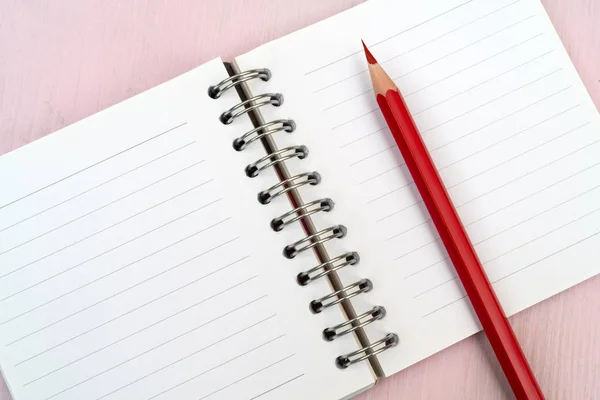 Red Pencil Notebook Notes — Stock Photo, Image