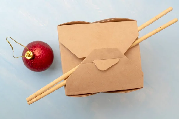 Gesloten Wok Papier Verpakking Dozen Voor Aziatische Fastfood — Stockfoto