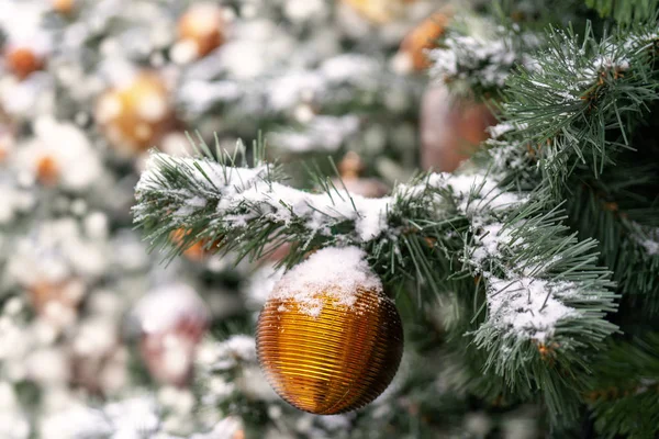 Fondo Navidad Ramas Juguetes Nieve —  Fotos de Stock