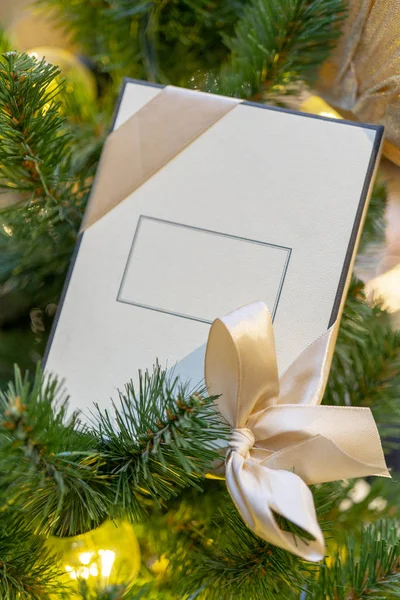 Подарункова Коробка Різдвяної Ялинки Місце Напису — стокове фото