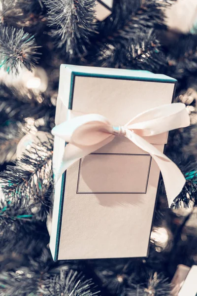 Подарункова Коробка Різдвяної Ялинки Місце Напису — стокове фото
