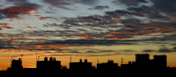 Belo Pôr Sol Acima Cidade — Fotografia de Stock