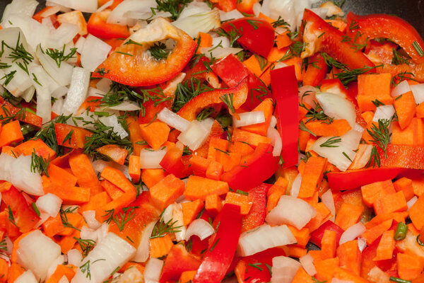 Vegetable mixture in skillet