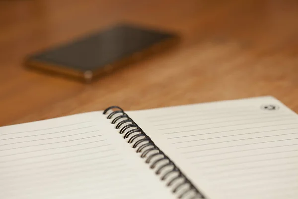 Notepad Spring Wooden Table — Stock Photo, Image