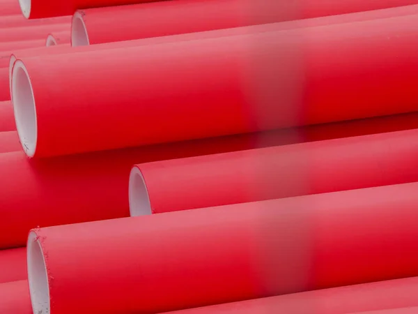 Tubos Plástico Rojo Vista Cerca —  Fotos de Stock