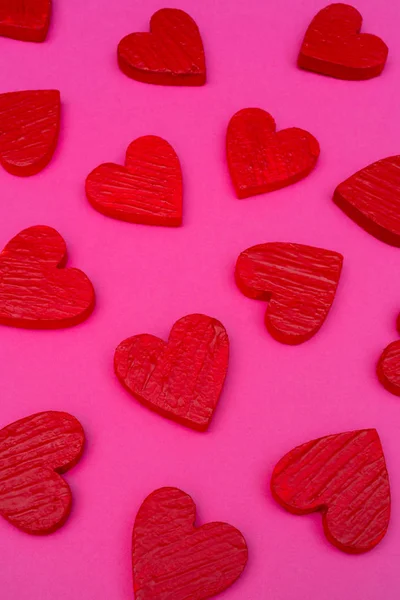 Kırmızı Kalpler Kartpostal Sevgililer Günü — Stok fotoğraf