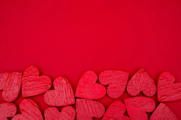 Κόκκινες Καρδιές Κάρτα Ημέρα Του Αγίου Βαλεντίνου — Φωτογραφία Αρχείου