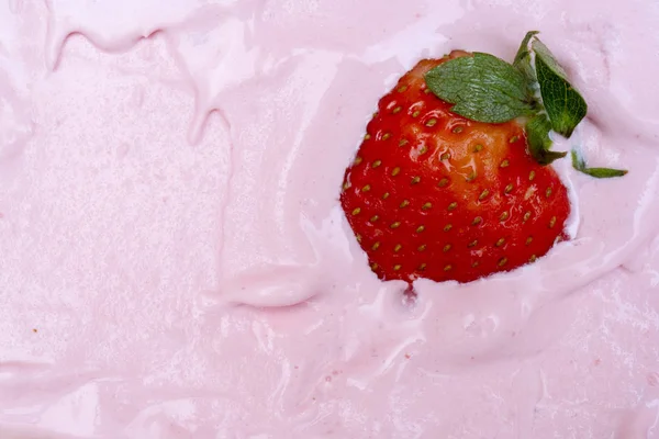 Sweet strawberry ice cream texture.