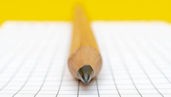 Huge Pencil Checkered Notepad Page — Stock Photo, Image