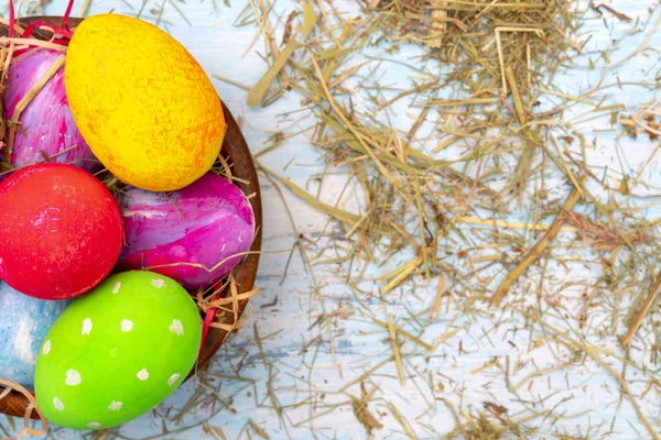 Målade Påsk Ägg Gratulationskort Traditionella Kristna Semester — Stockfoto