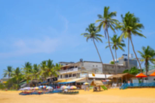 Strand Palmbomen Zand Blauwe Lucht Plaats Voor Vakantie Recreatie Zachte — Stockfoto