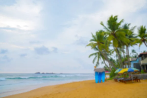 Strand Palmer Sand Blå Himmel Plats För Semester Och Rekreation — Stockfoto