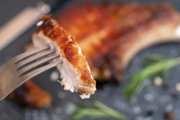 Grilled Pork Pan Closeup Shot — Stock Photo, Image