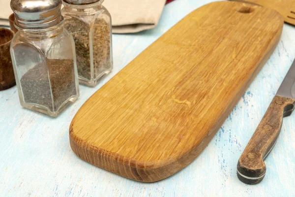 Wooden Oak Cutting Board Kitchenware Copy Space — Stock Photo, Image