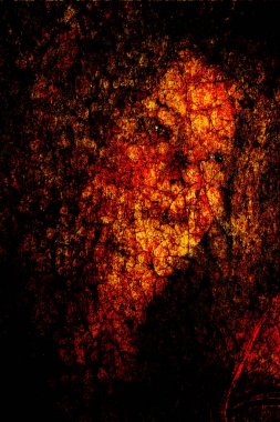 Turuncu lav siyah çatlak doku Kadın yüzü  