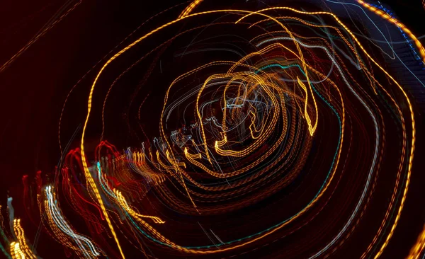長時間露光したラインカーのヘッドライト 抽象的な背景 — ストック写真