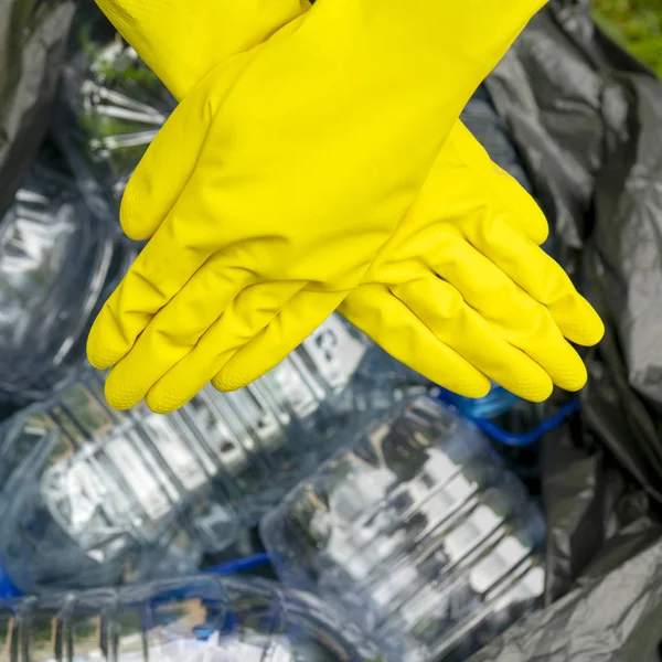Lege Plastic Flessen Liggen Trash Bag — Stockfoto