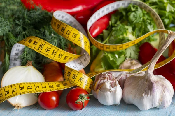 Измерительная Лента Измерения Окружности Овощи Приготовления Пищи — стоковое фото