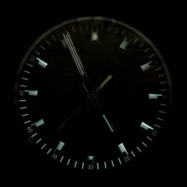 Stylish black clock, close up