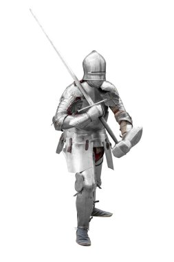 beyaz izole antik şövalye zırh