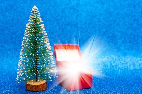 Albero Natale Colorato Sfondo Blu — Foto Stock