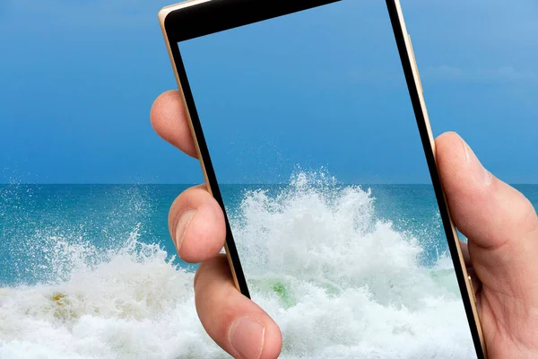 Olas Surf Pantalla Del Teléfono Inteligente Agua Mar Clara Mar — Foto de Stock