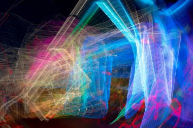 Parlak pembe ve mavi çizgiler. Soyut geleceksel arkaplan.