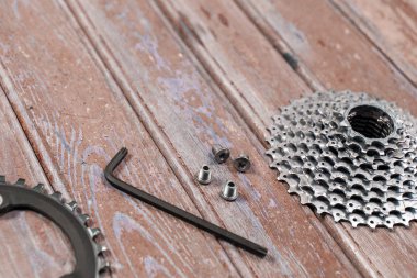 Bisiklet parçaları masada güzel bisiklet doku