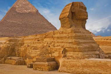 Görünüm Sfenks Mısır, sahara Çölü'nde giza Yaylası